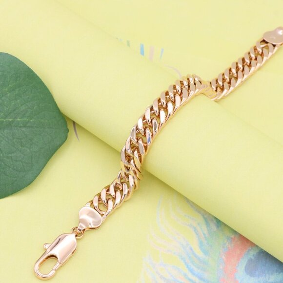 "Chunky Rose Gold Curb Chain Bracelet in Glossy Polished Finish, XPBL1159 - Picture 9 of 12